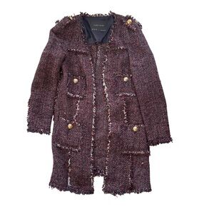 Zara Tweed Coat with Gold Buttons Accents Sz M